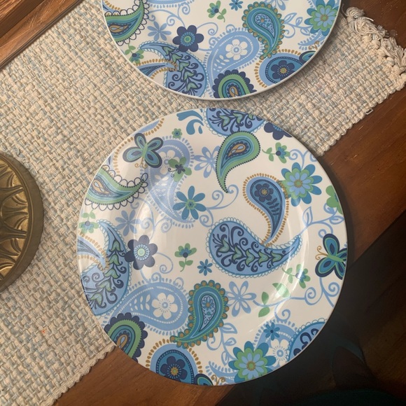 Royal Norfolk blue and green paisley dinner plates - set of 2 - Picture 2 of 4